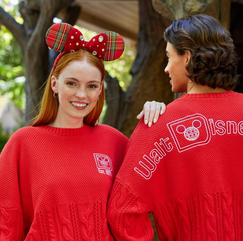 Walt Disney World Sweater Woven Spirit Jersey Unisex Size XL Red Long Sleeve